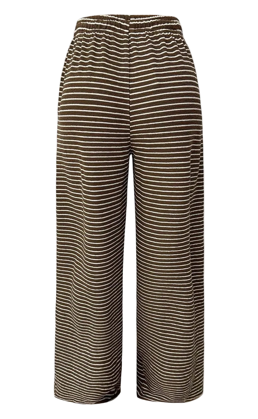 Liberte Bukser - Sus Wide -  Brown Creme Stripe