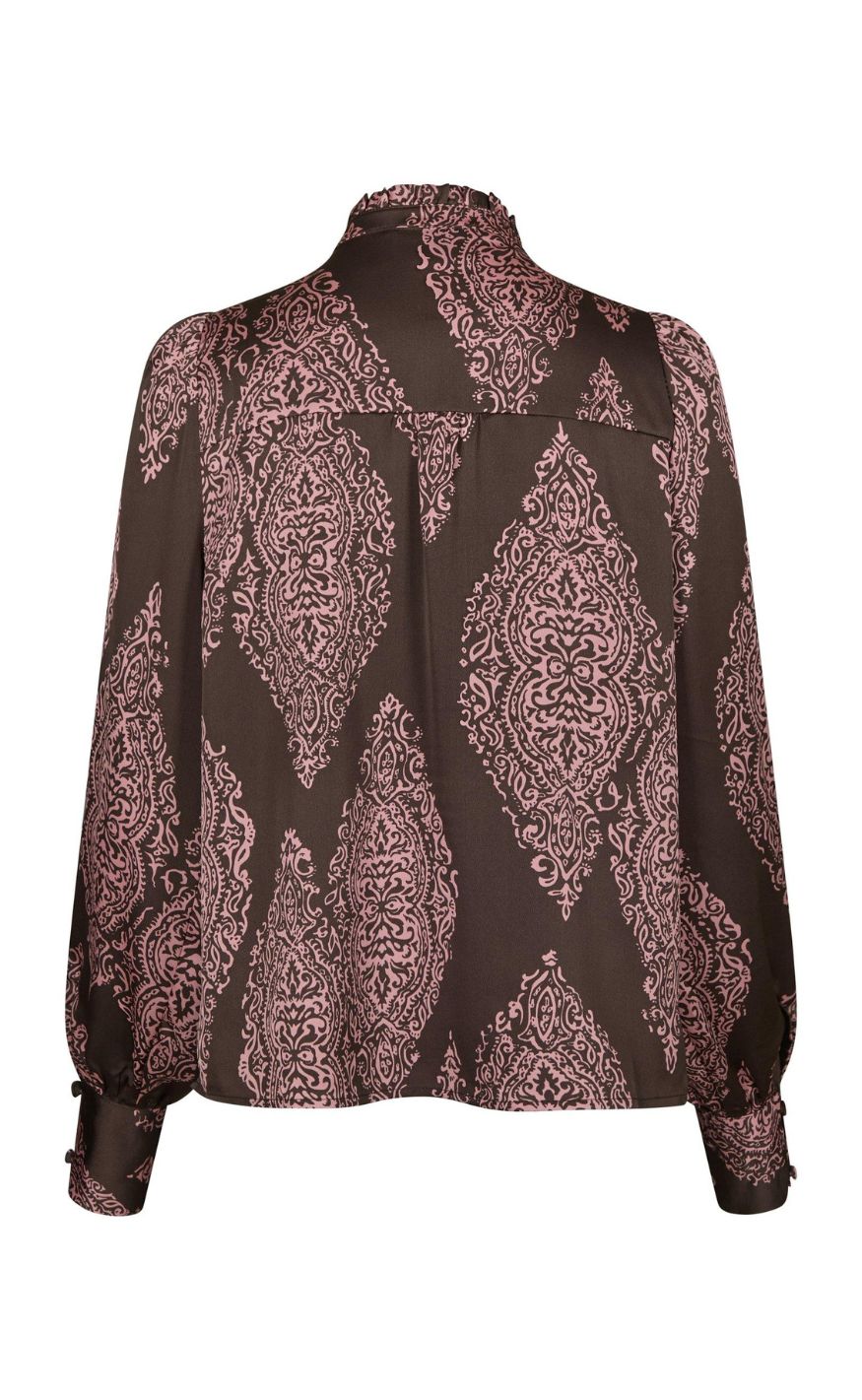 Neo Noir Bluse - Massima Paisley Drop - Dark Brown/Evening Rose