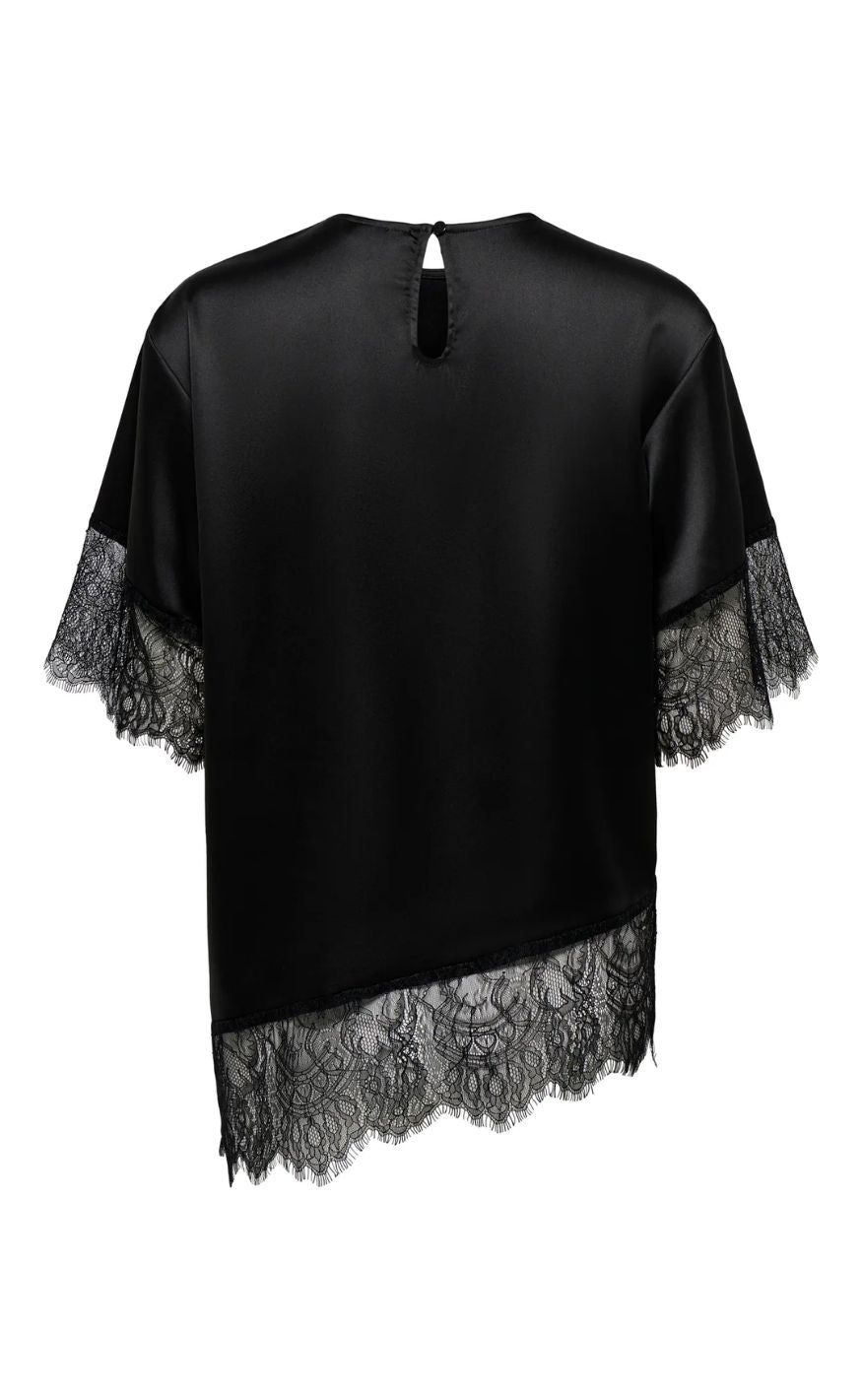 ONLY T-shirt - Indona Satin - Black