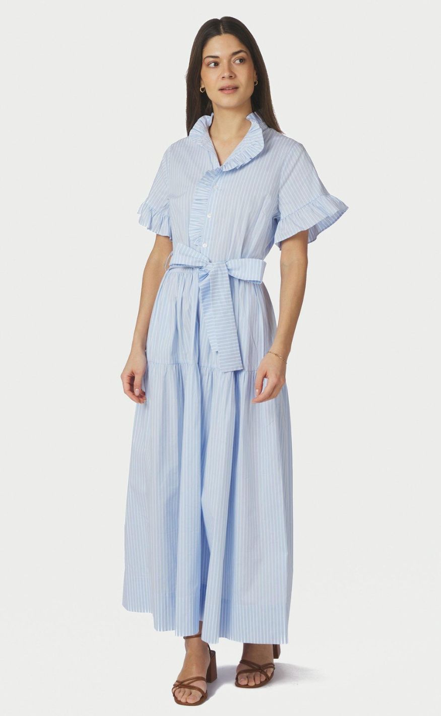 Neo Noir Kjole - Nellie Soft Stripe - Light Blue