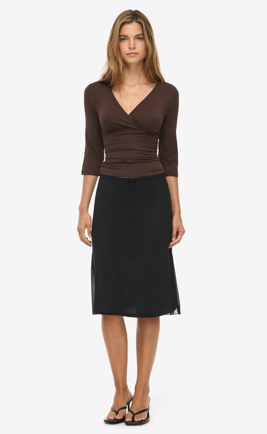 Noisy May Topp - June 3/4 V-Neck - Coffee Bean