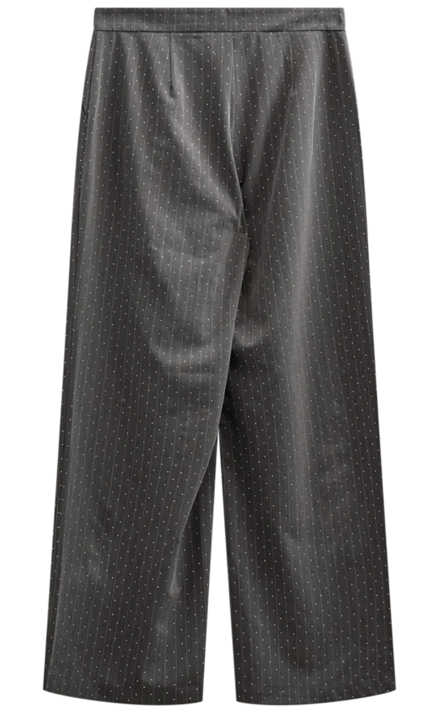 Freequent Bukser - Widy - Dark Grey Mel w Star Off-white