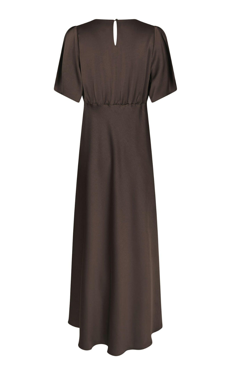 Neo Noir Kjole - Zelina Heavy Sateen - Dark Brown