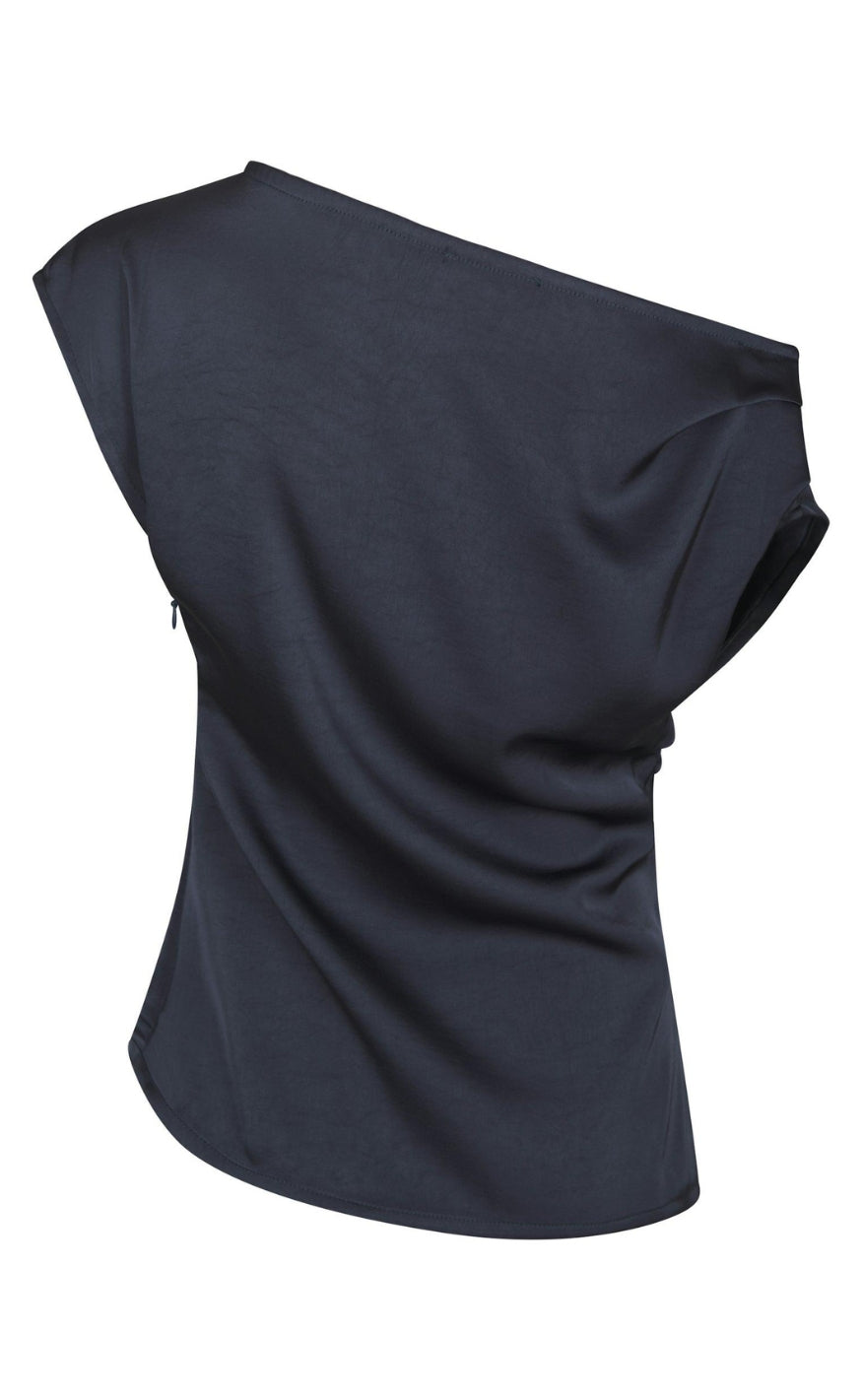 Neo Noir Topp - Mabelle Heavy Sateen - Midnight Blue