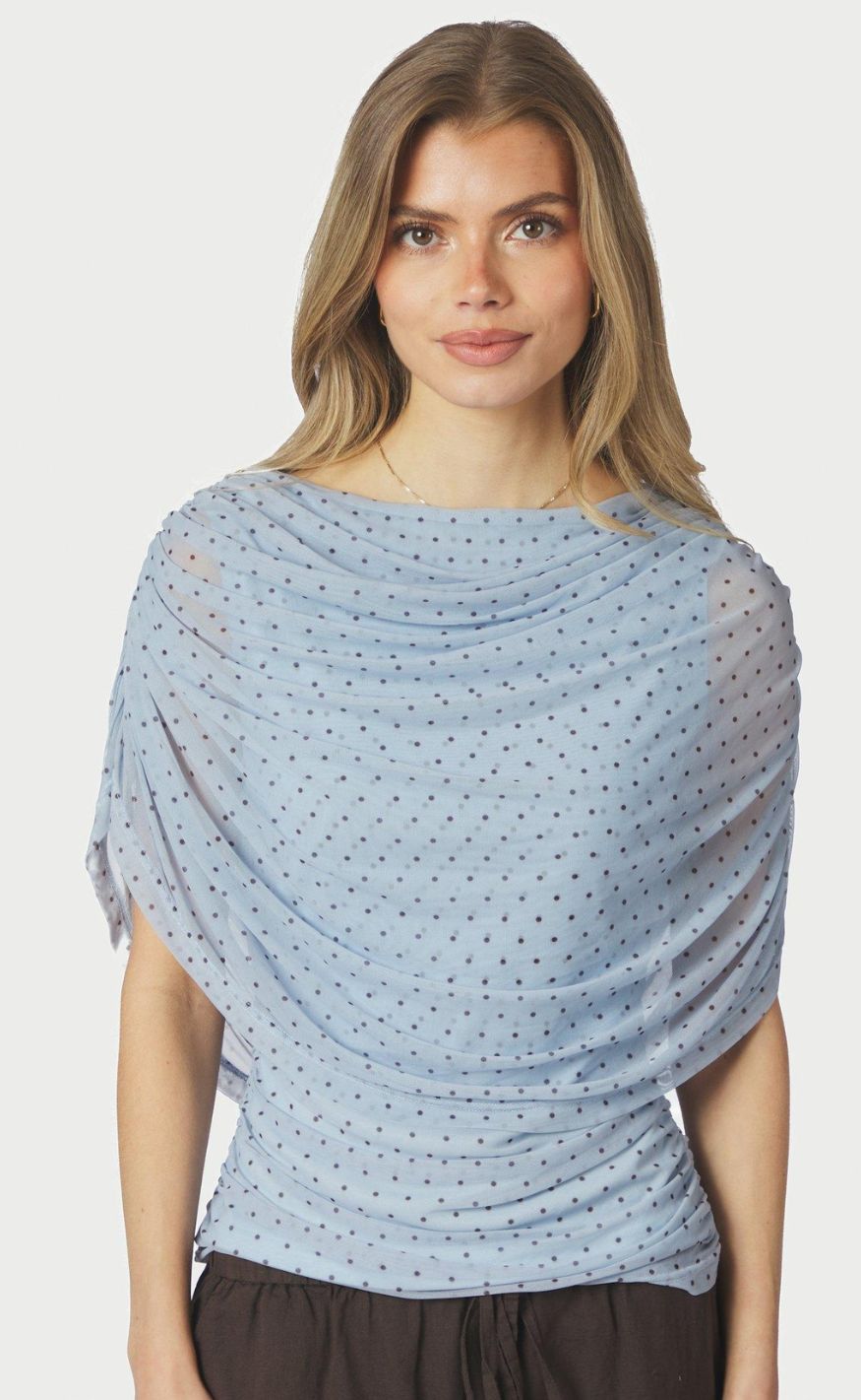 Neo Noir Topp - Cottuna Dot - Light Blue