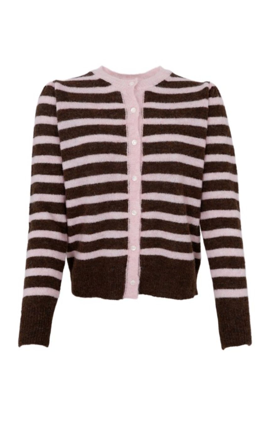 Black Color Cardigan - Dell Puff - Brown