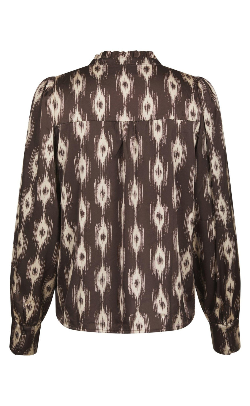 Neo Noir Bluse - Massima Ikat - Dark Brown