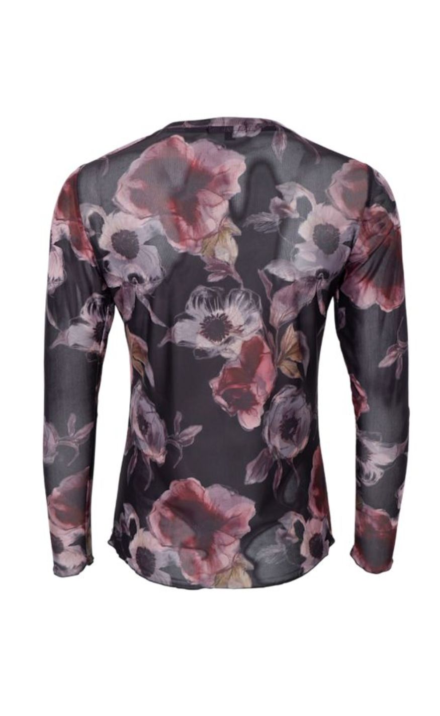 Black Colour Bluse - Kamma Mesh - Black Rose