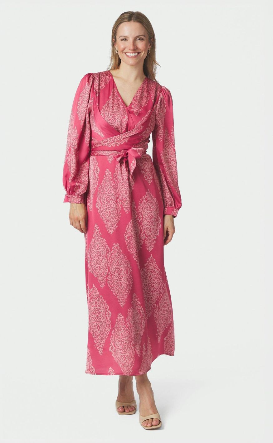 Neo Noir Kjole - Bretti Paisley Drop - Cherry Pink