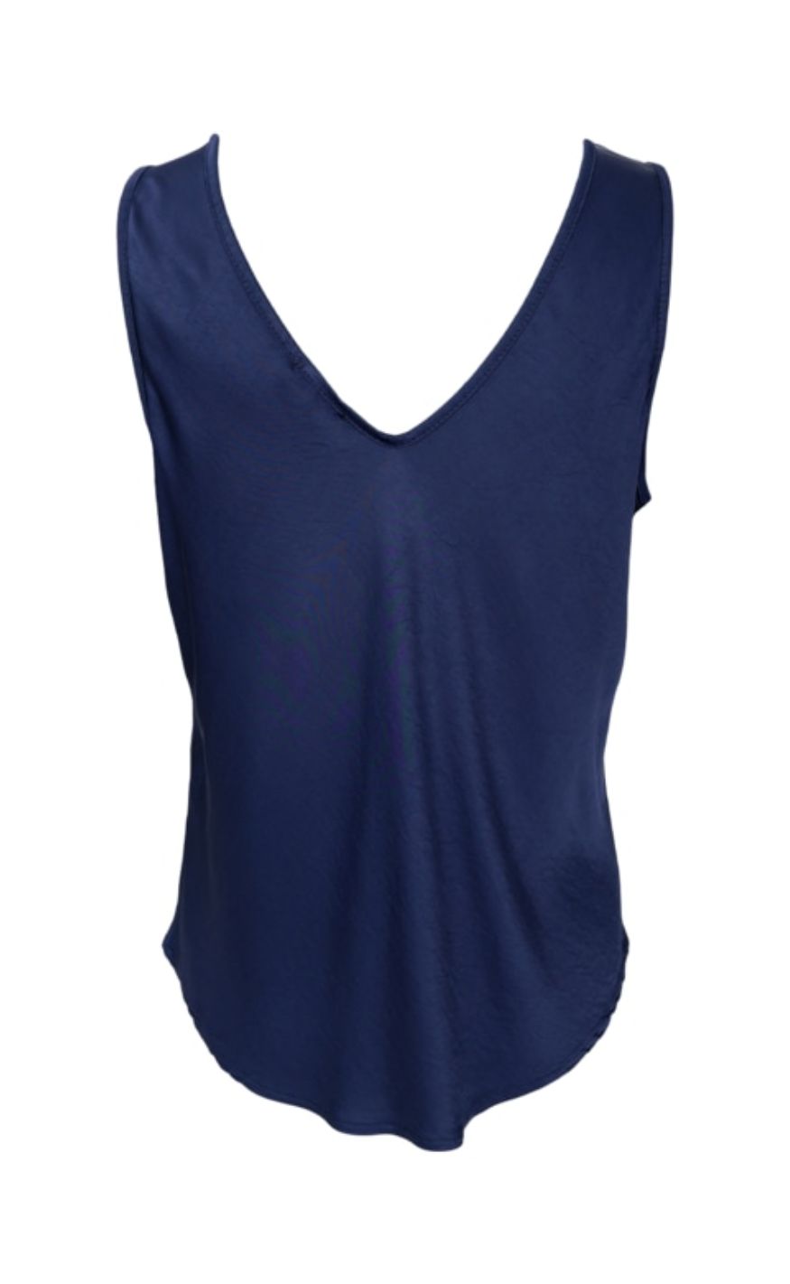 Black Colour Topp - Mabel Double V-Neck - Dark Blue
