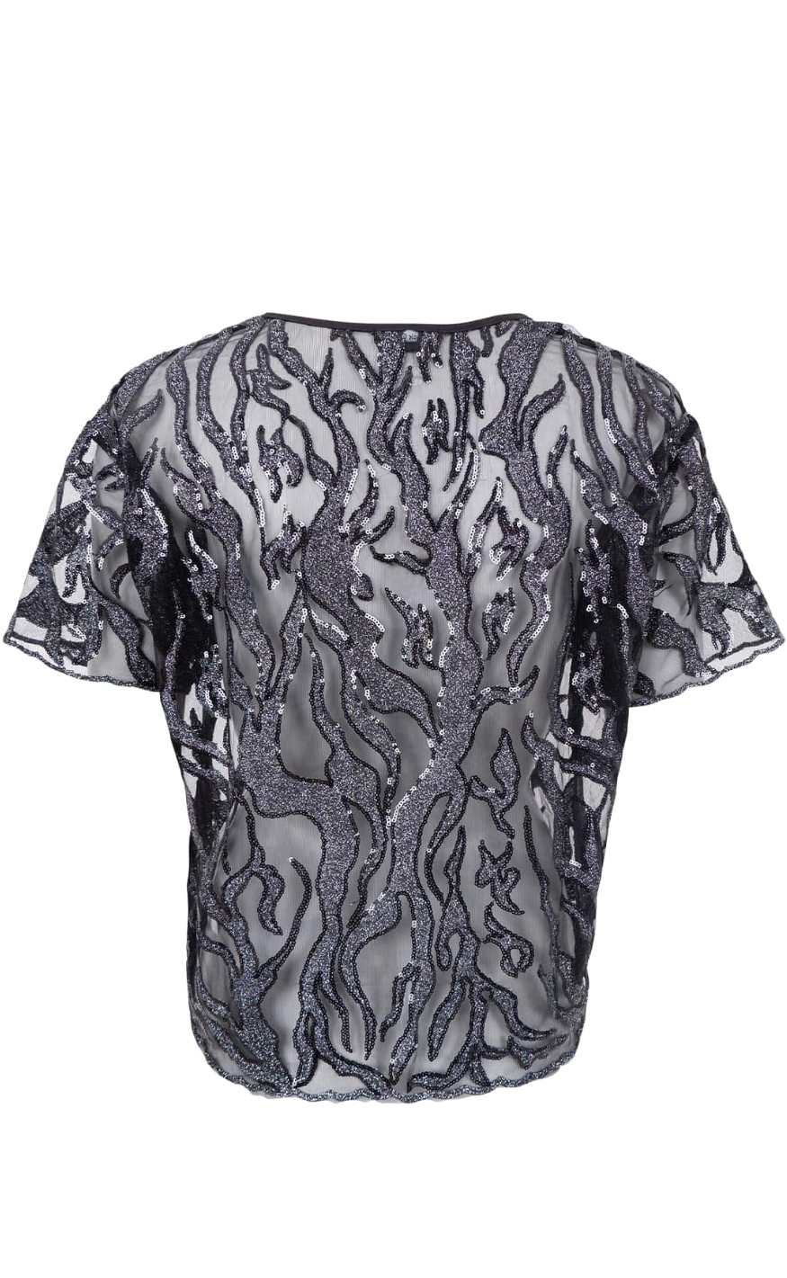 Black Colour Bluse - Maggie - Black Silver