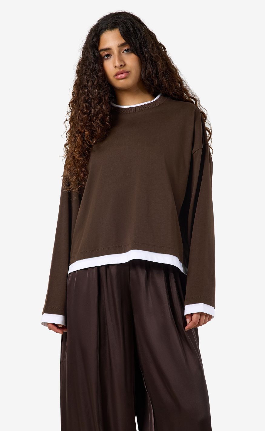 Noisy May Bluse - Ember - Demitasse/White Double