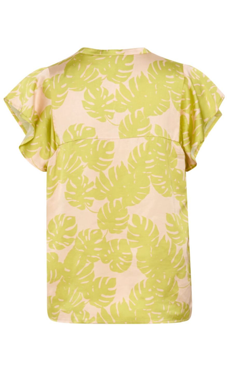 Culture Bluse - Miso Berna Capsleeve - Green Palm Leaves