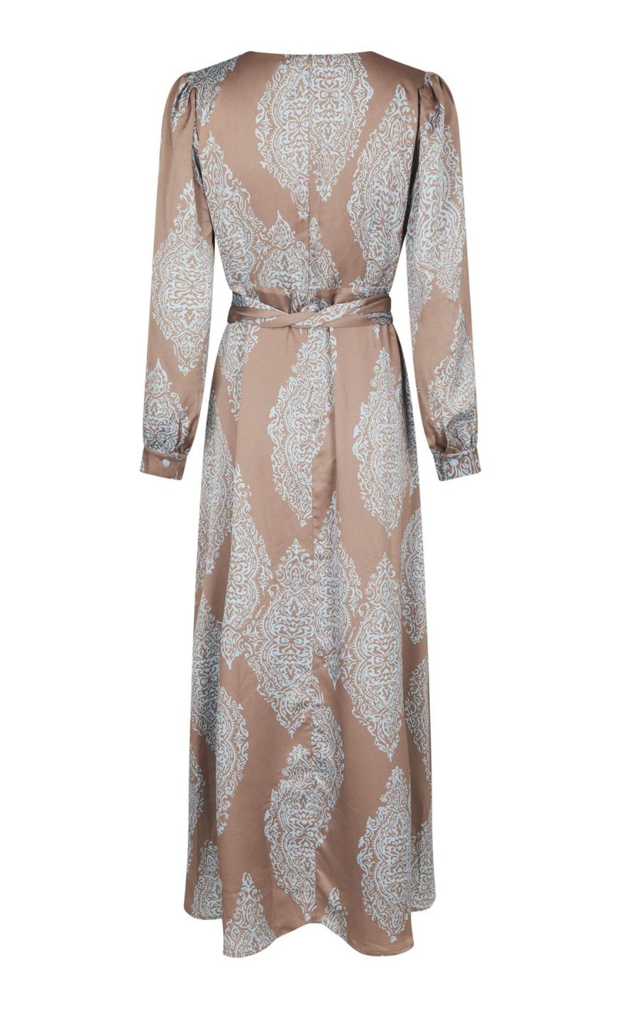 Neo Noir Kjole - Bretti Paisley Drop - Dark Taupe/Light Blue