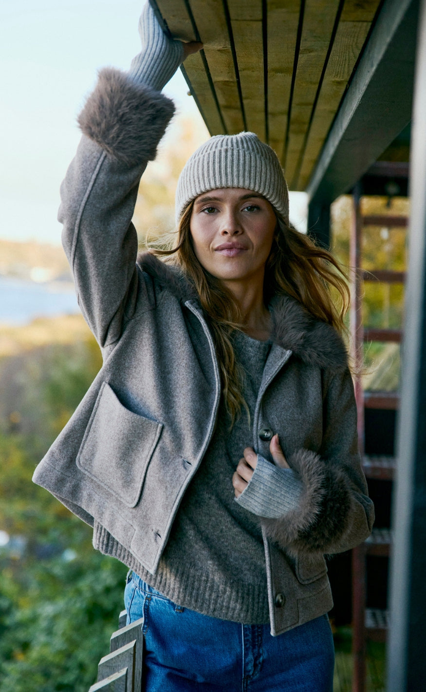 Freequent Jakke - Yanna - Morel Melange