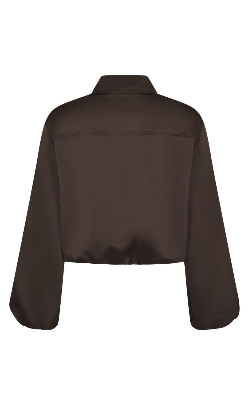 Neo Noir Jakke - Denielle Heavy Sateen - Dark Brown