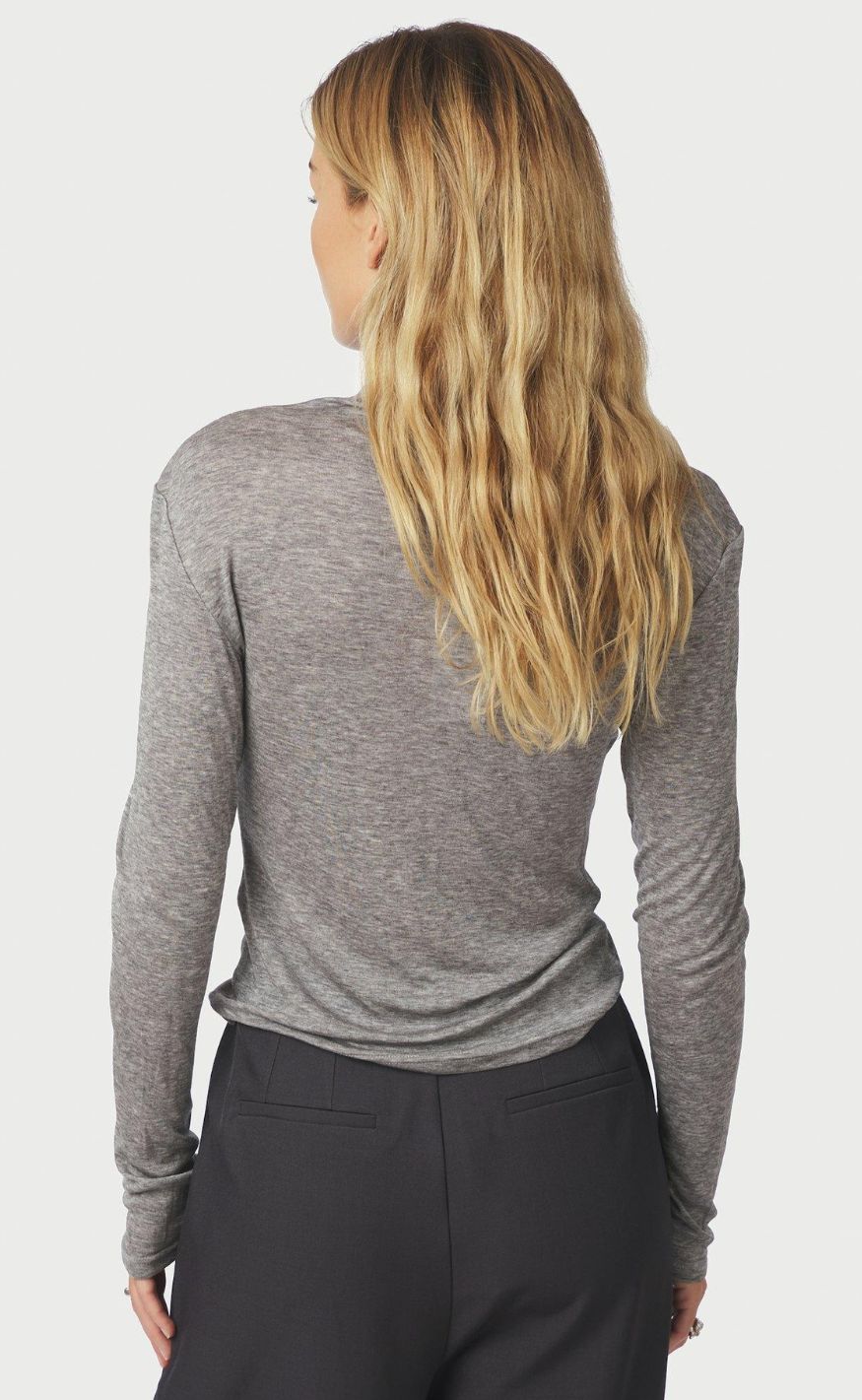 Neo Noir Bluse - Teddu Fine Rib - Antracit Melange