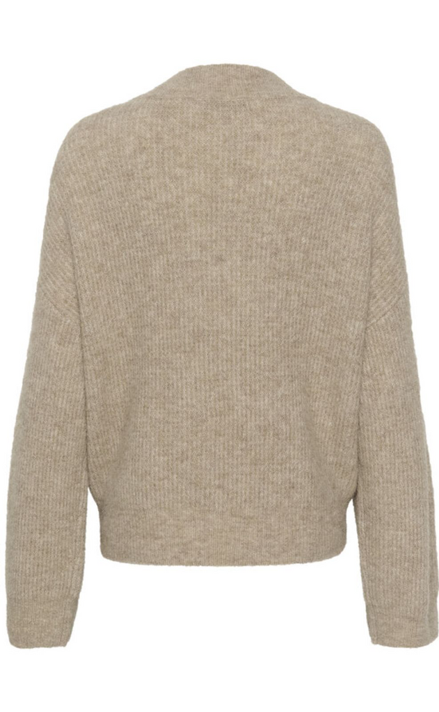 Gestuz Pullover - Alpha V-Neck - Warm Sand Melange