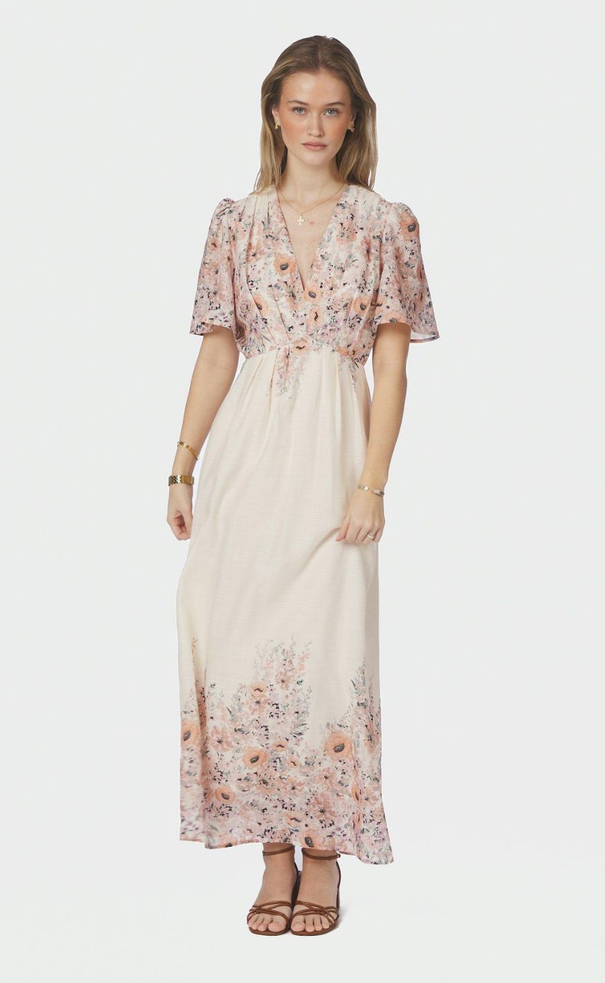 Neo Noir Kjole - Serna Flower Print - Burned Powder