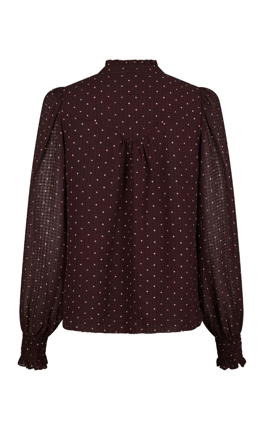 Neo Noir Bluse - Astrida Dotted - Burgundy