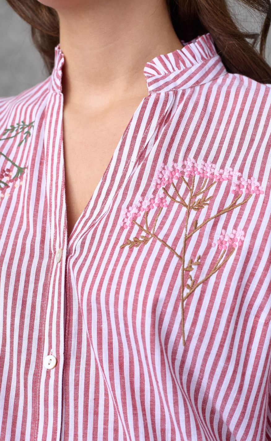 Love & Divine Skjorte - Love1532-1 - Red Stripes Emb.