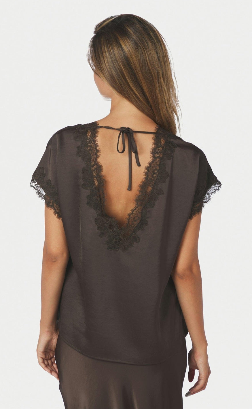Neo Noir Bluse - Benera Heavy Sateen Lace - Dark Brown