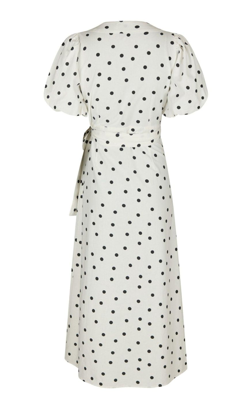 Neo Noir Kjole - Clarine Linen Dot - White