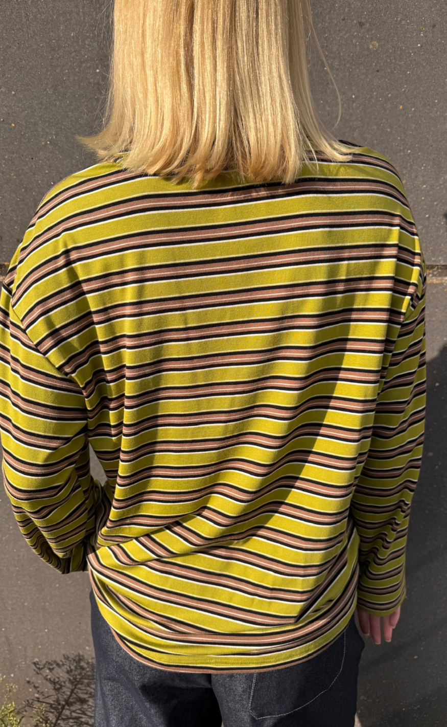 Sisters Point Bluse - ESTHER-LS2 - Moss/Brown Stripes