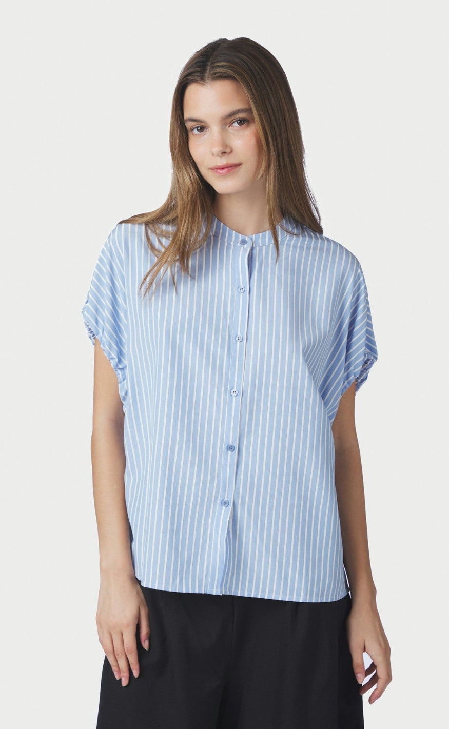 Neo Noir Bluse - Englana Stripe - Light Blue
