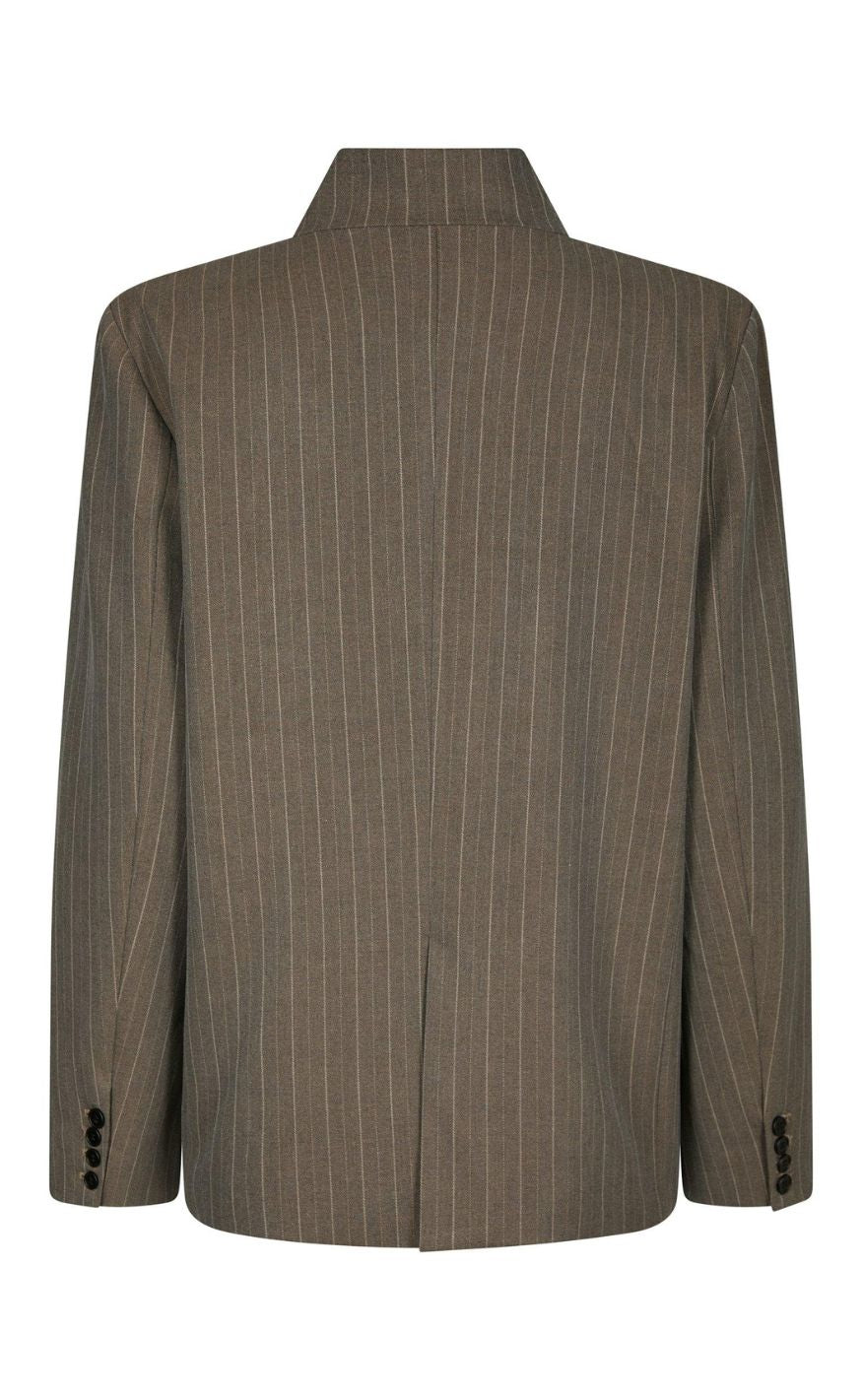 Neo Noir Blazer - Nerine Pinstripe - Dark Taupe