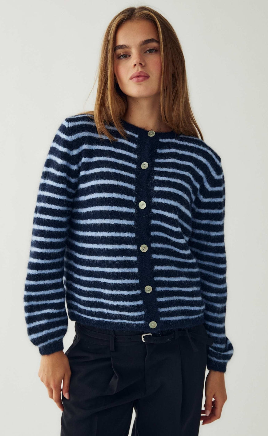 Noella Cardigan - Metrice - Blue Stripe