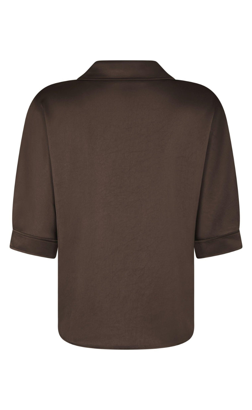 Neo Noir Skjorte - Carm Heavy Sateen - Dark Brown