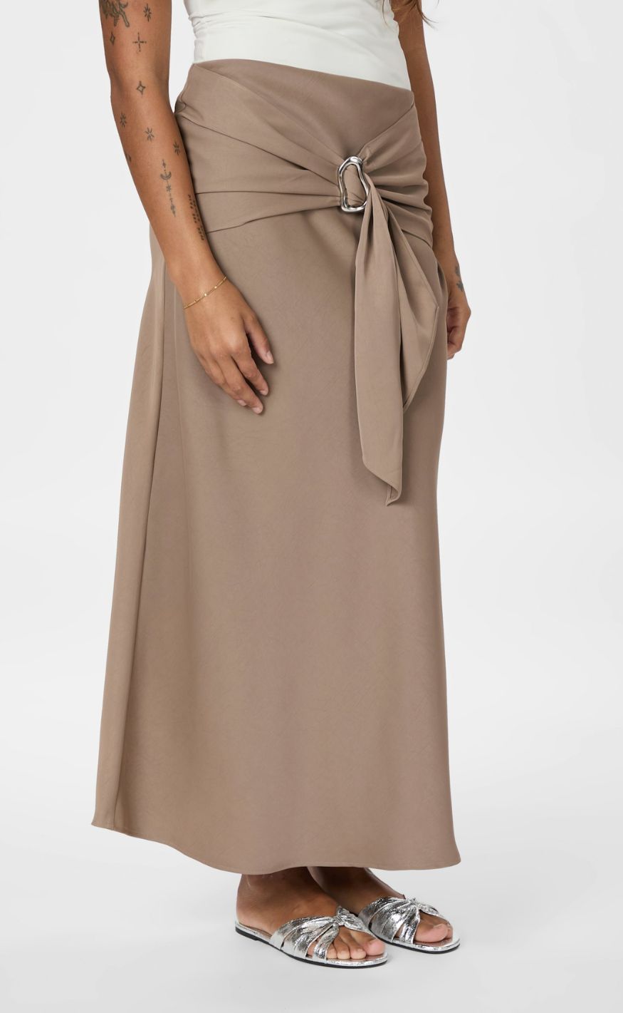 Neo Noir Skjørt - Kit Dull Sateen - Dark Taupe