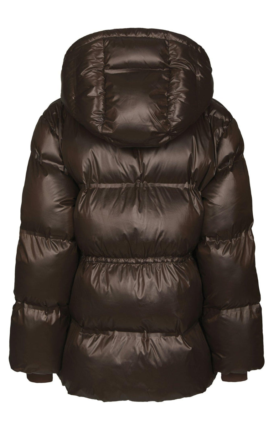 Neo Noir Jakke - Clotilde Shiny Puffer - Chocolate Brown