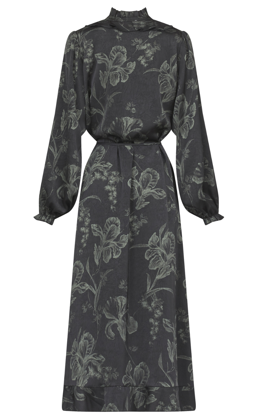 Love & Divine Kjole - Love1194-2 - Black/Green Flower