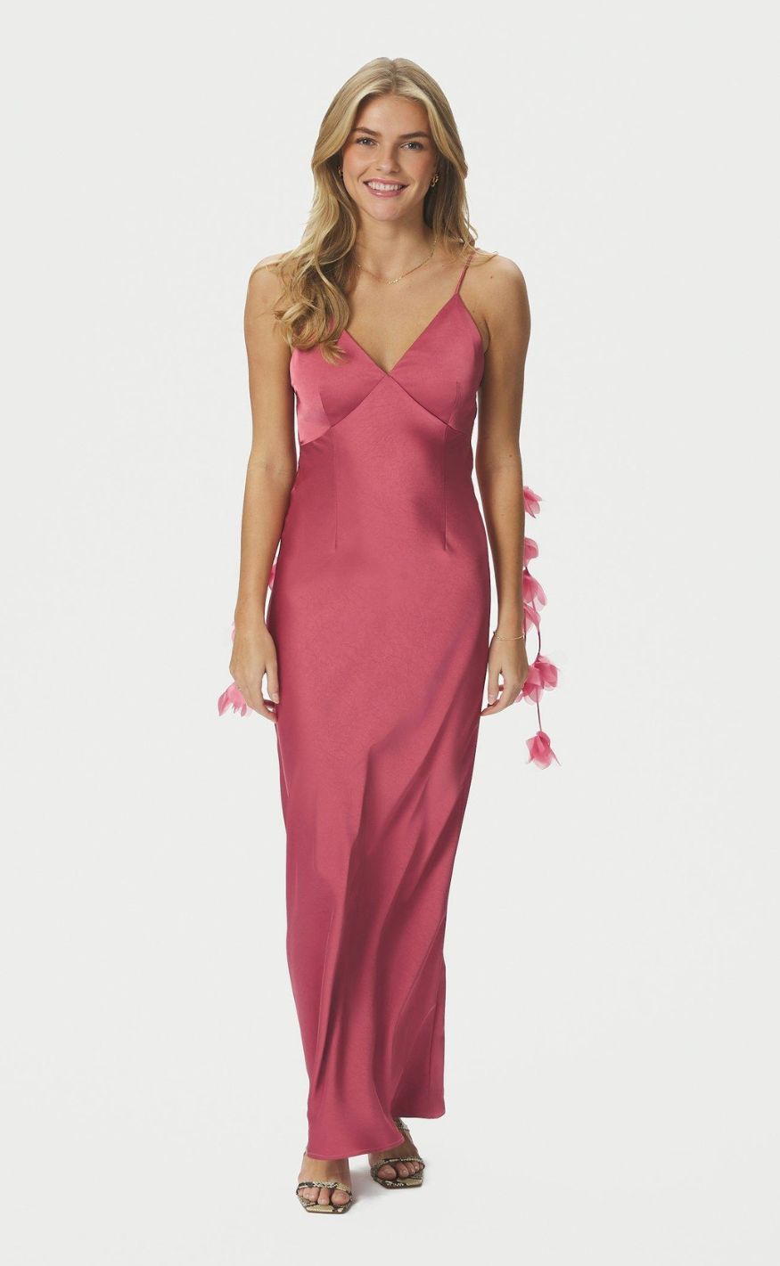 Neo Noir Kjole - Colly Heavy Sateen - Cherry Pink
