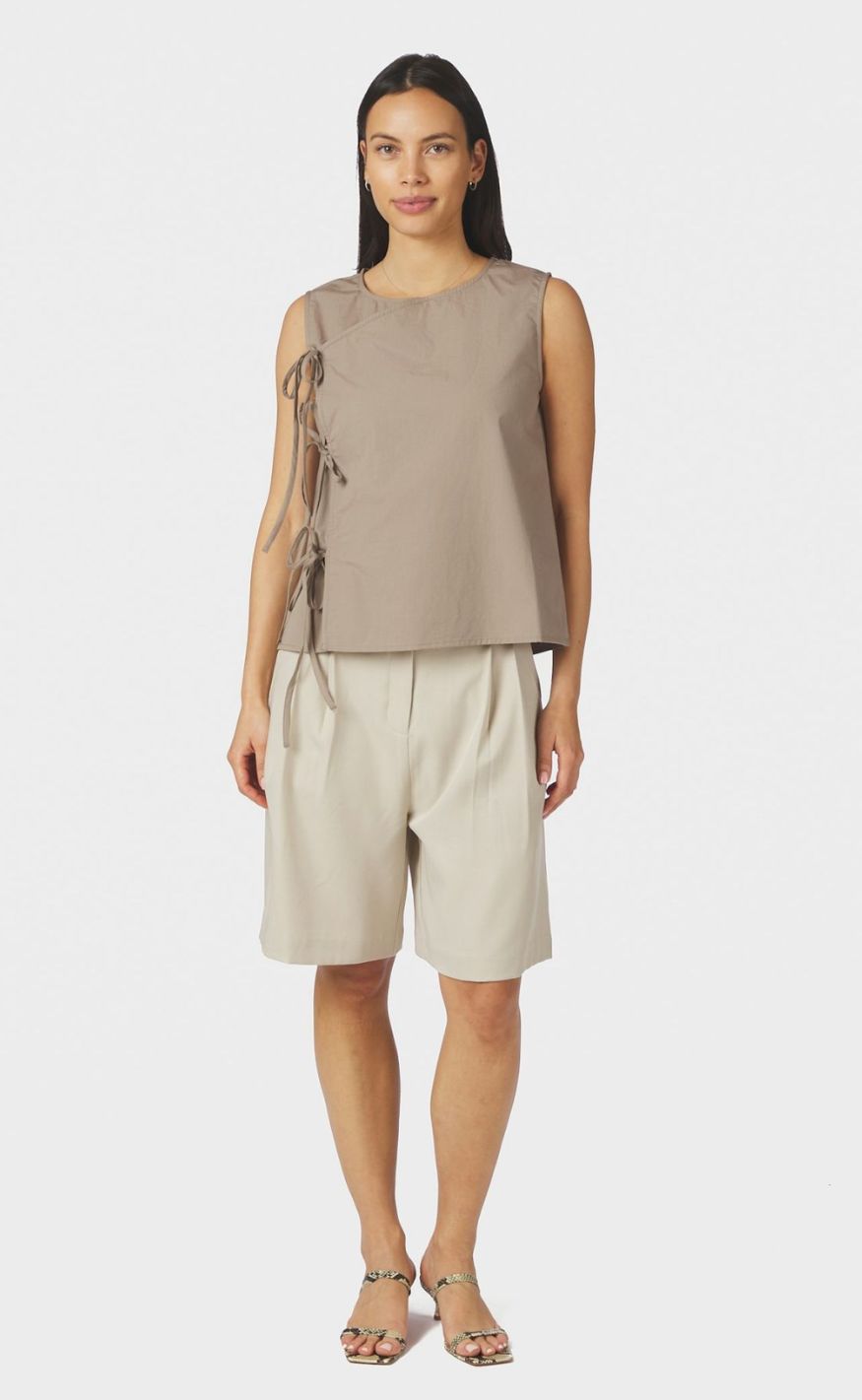 Neo Noir Topp - Lasa C poplin - Taupe