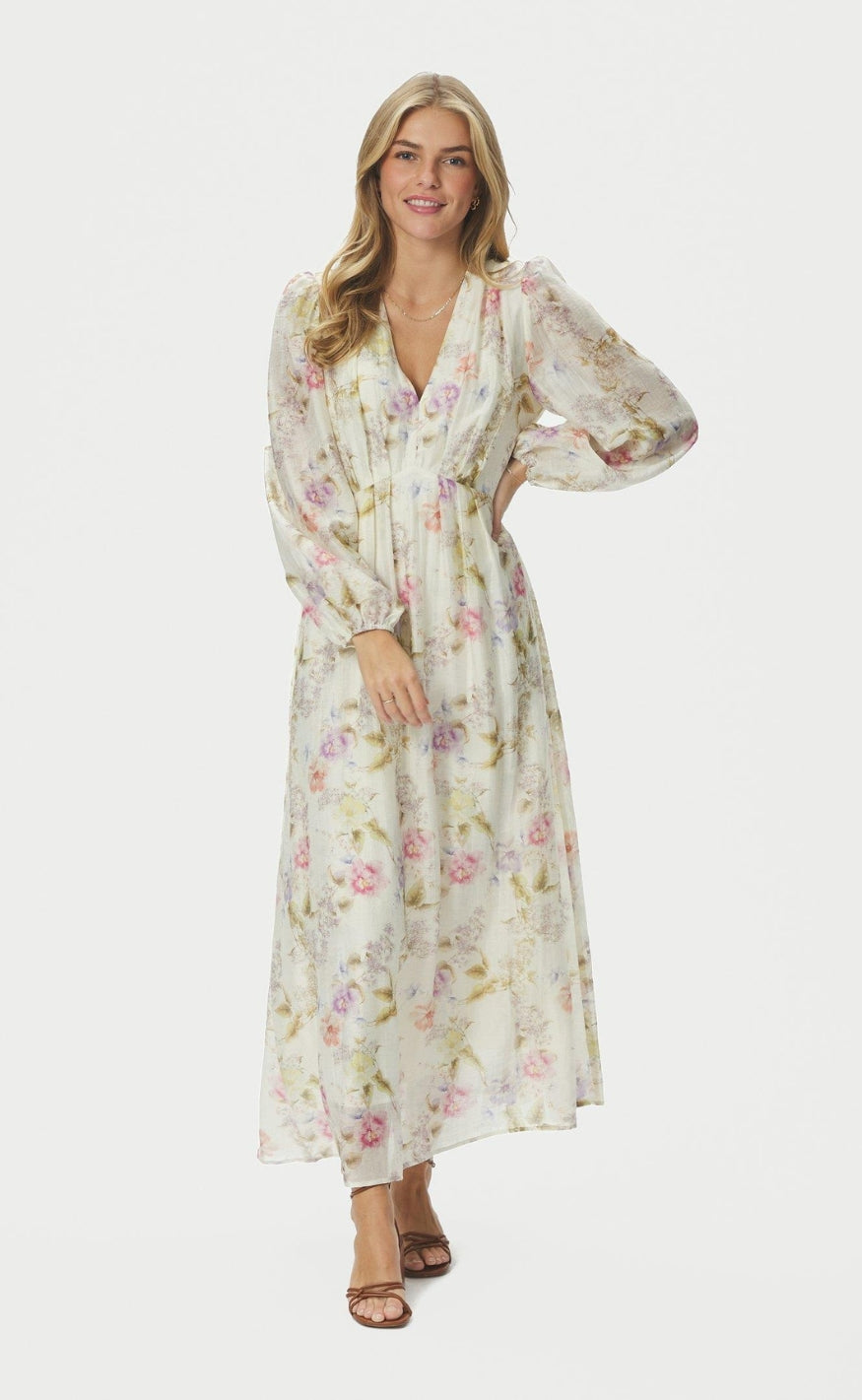 Neo Noir Kjole - Silfi Vintage Flower - Off White