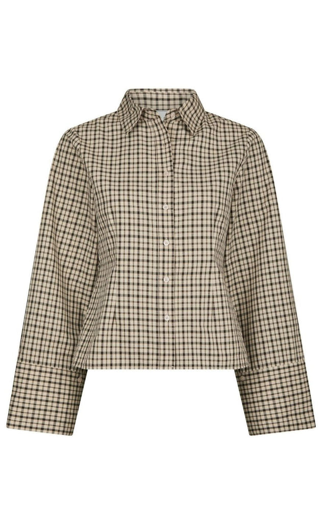 Neo Noir Bluse - Rosa Checked - Beige