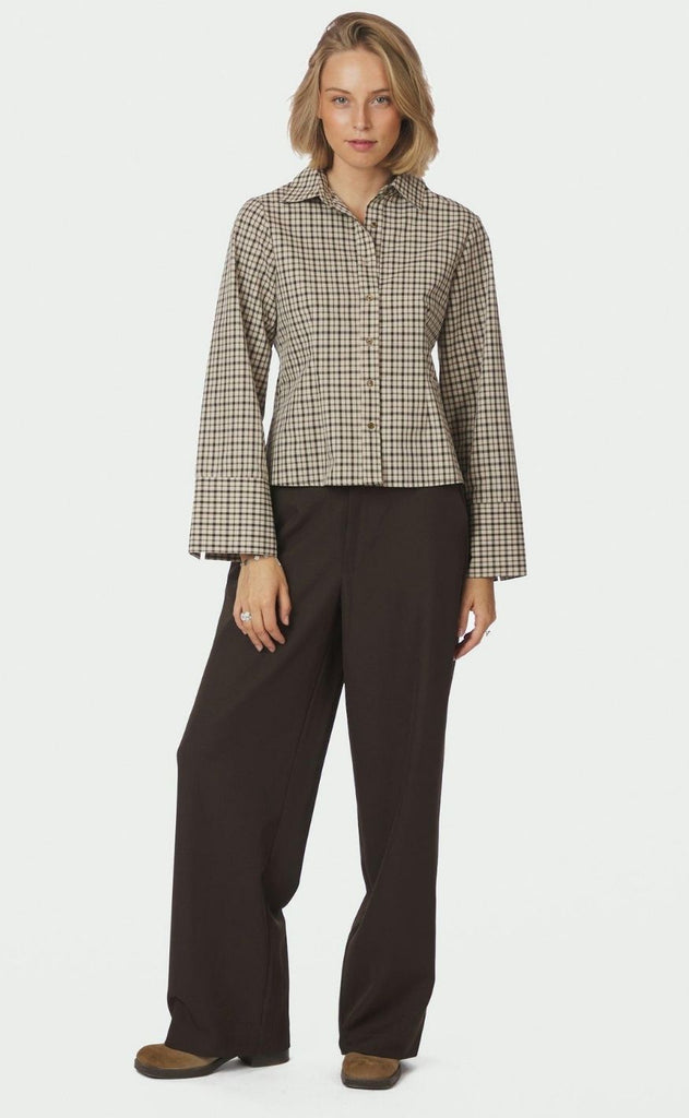 Neo Noir Bluse - Rosa Checked - Beige