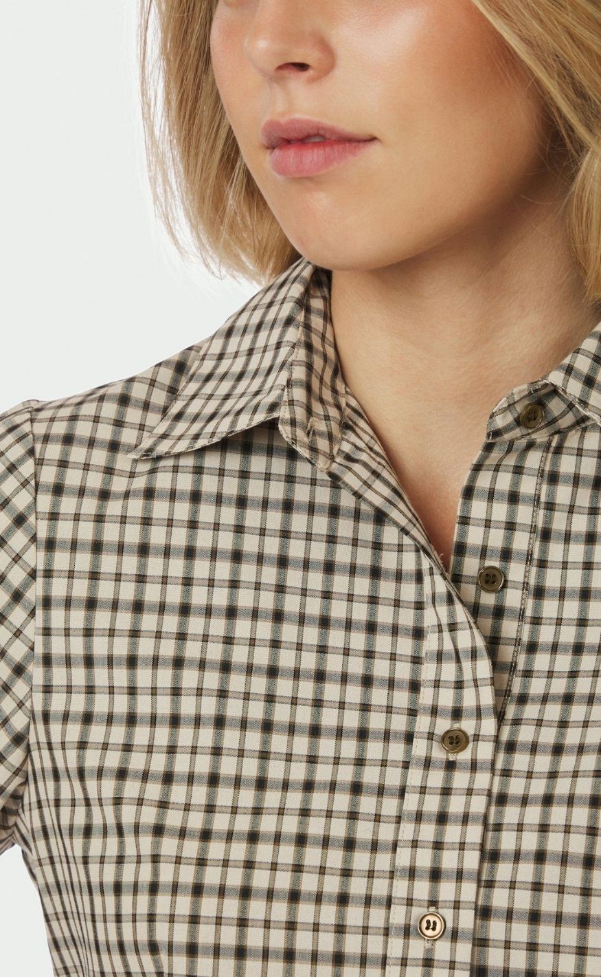 Neo Noir Bluse - Rosa Checked - Beige