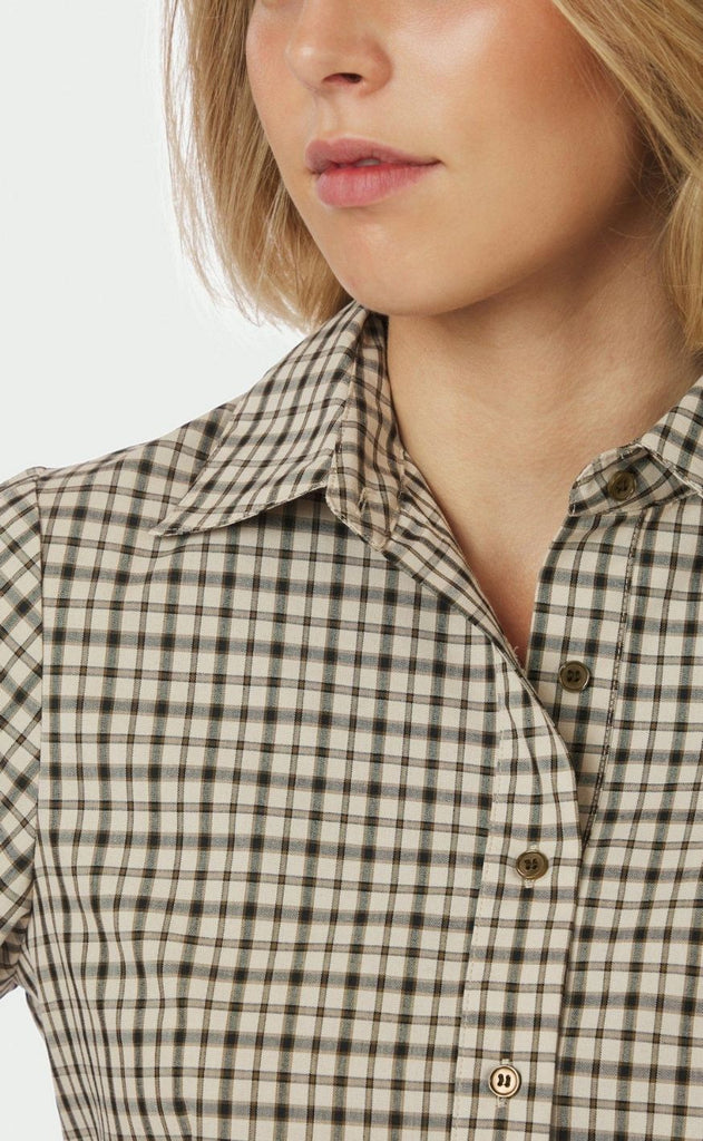 Neo Noir Bluse - Rosa Checked - Beige