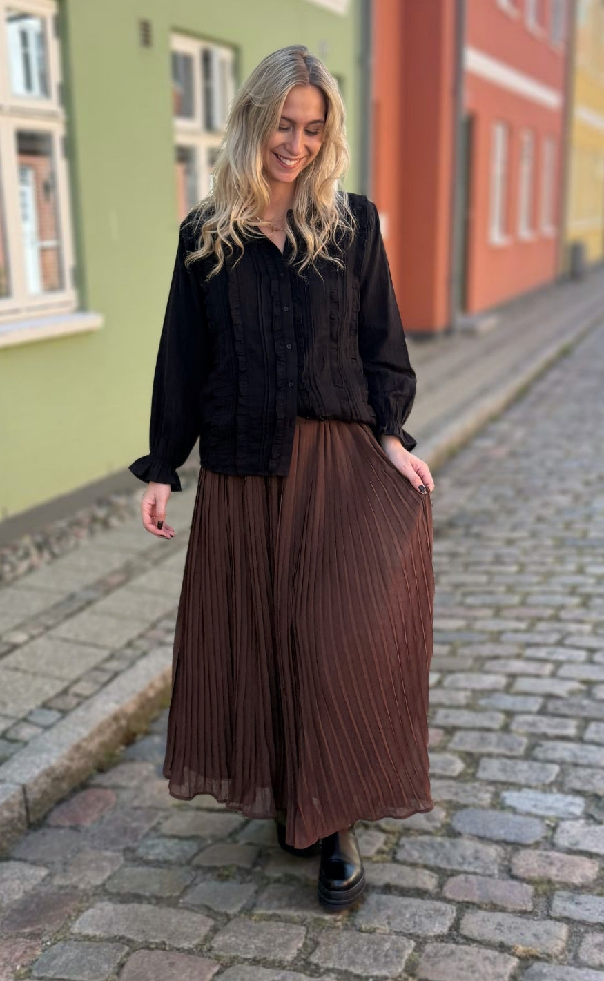 Say INA Copenhagen Skjørt - Kammi Plisse - Dark Brown