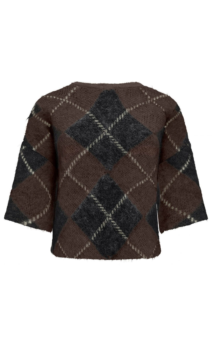 ONLY Genser - Noeme SS - Coffee Bean Big Argyle/Black/Oatmeal/Mel