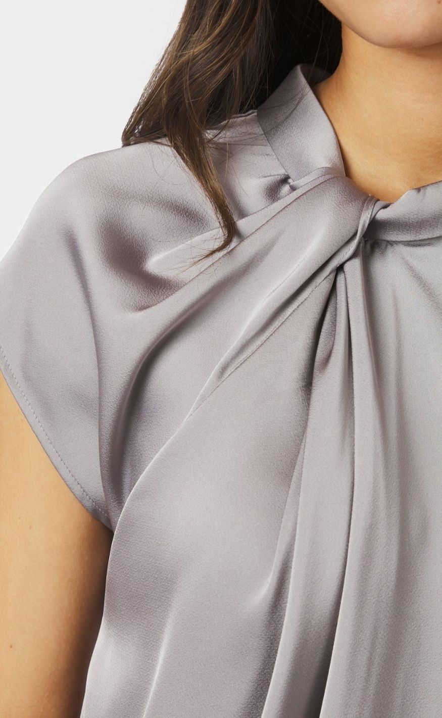 Neo Noir Bluse - Fleur Drapy Satin - Antracit