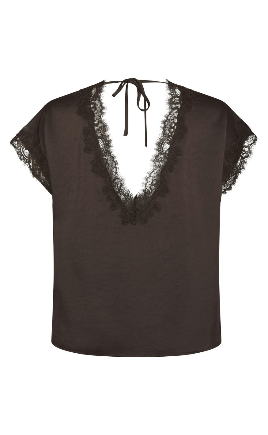 Neo Noir Bluse - Benera Heavy Sateen Lace - Dark Brown