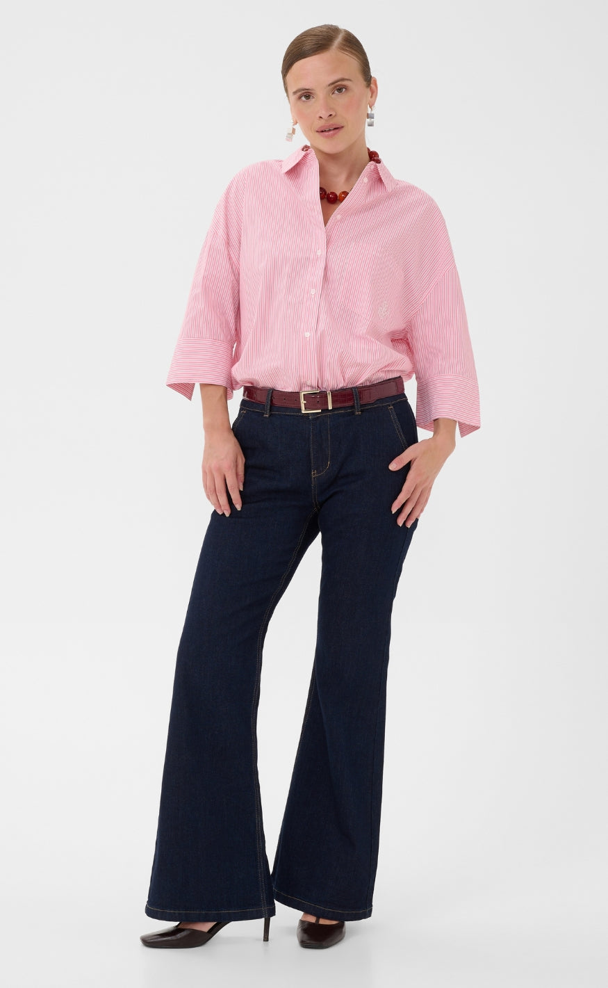 Culture Skjorte - Mimi - Pink/Red Stripe