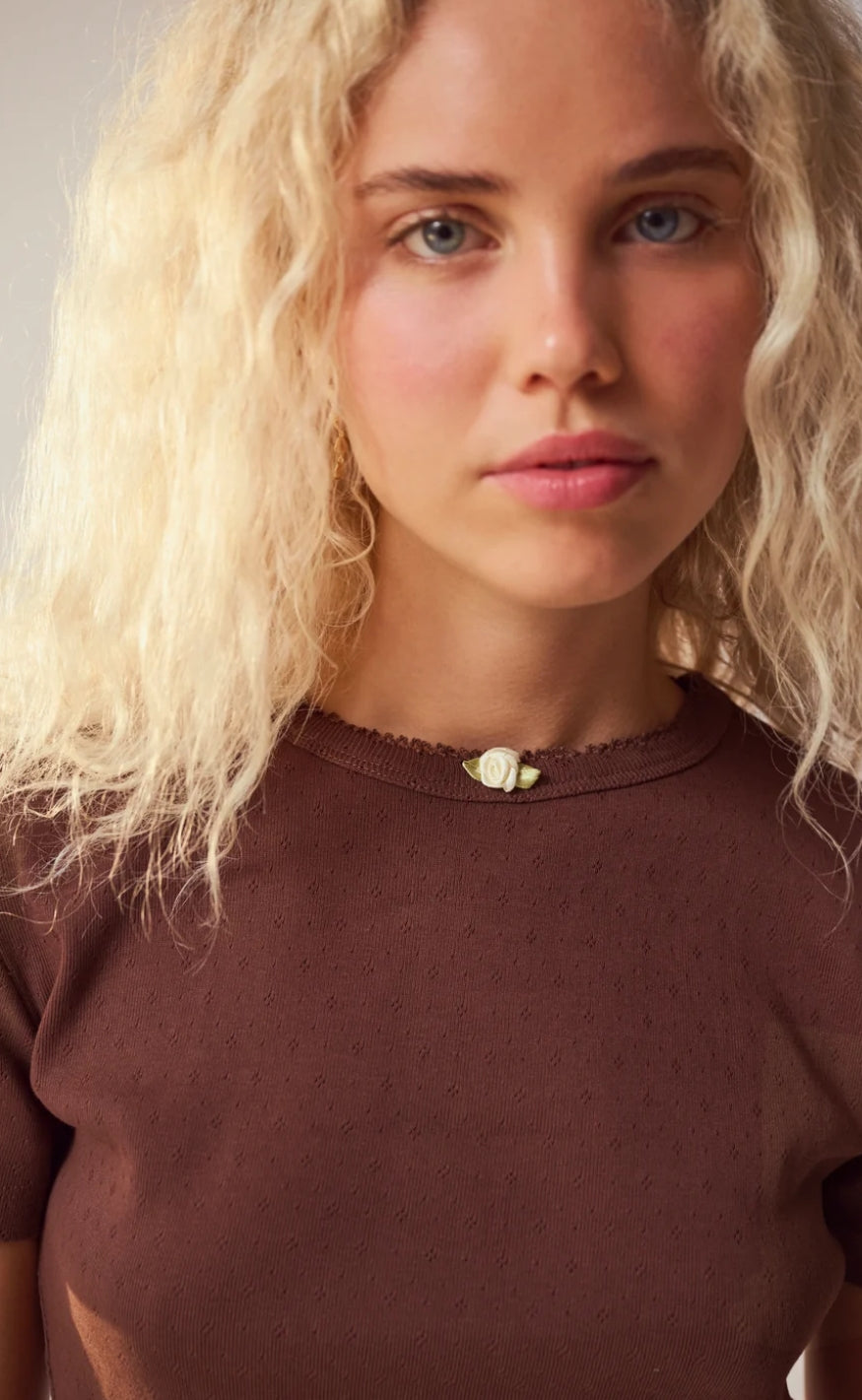 Maanesten Topp - Joy Pointelle - Brown