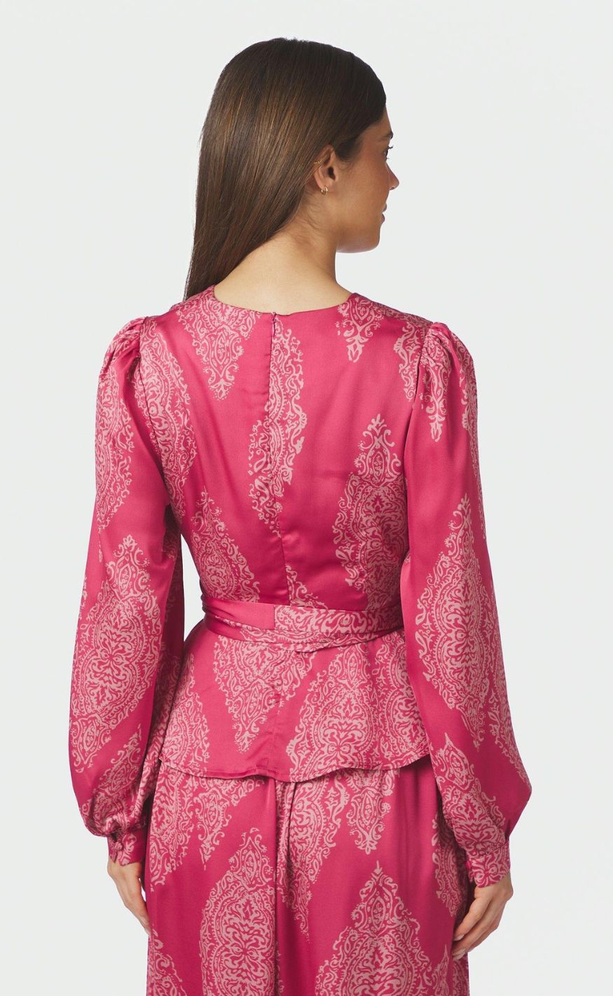 Neo Noir Bluse - Rista Paisley Drop - Cherry Pink