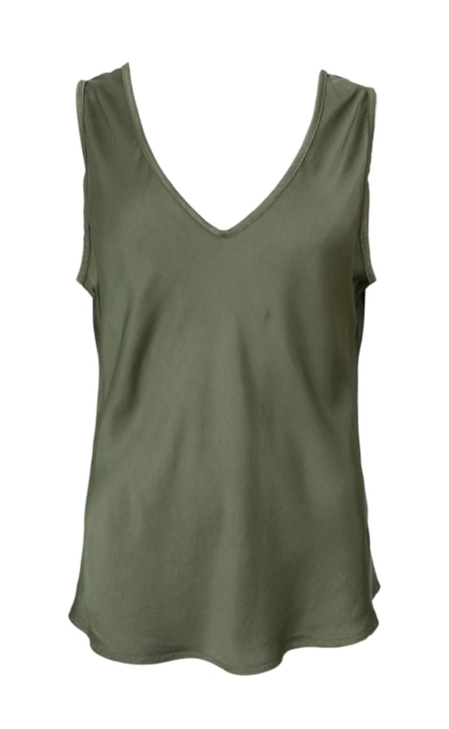 Black Colour Topp - Mabel Double V-Neck - Army